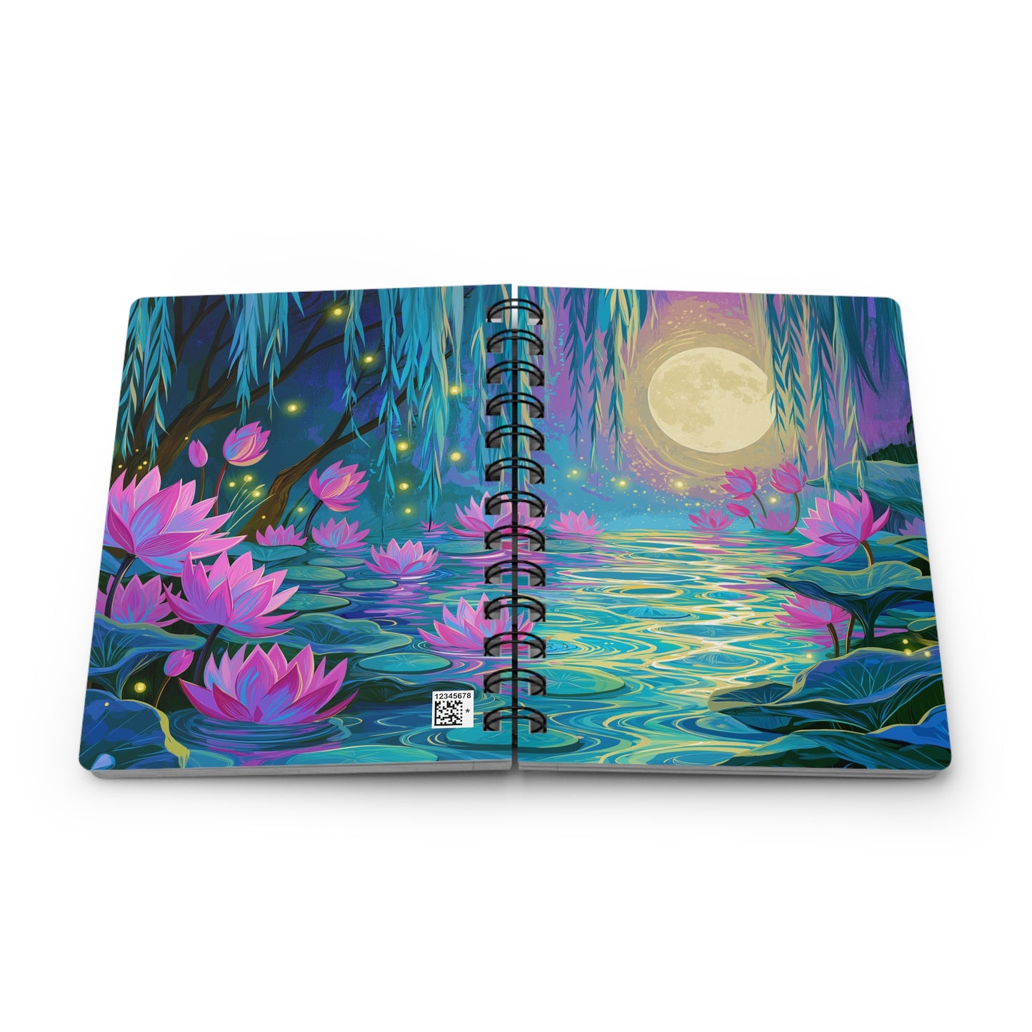 Moonlit Lotus Pond | Premium Spiral Journal