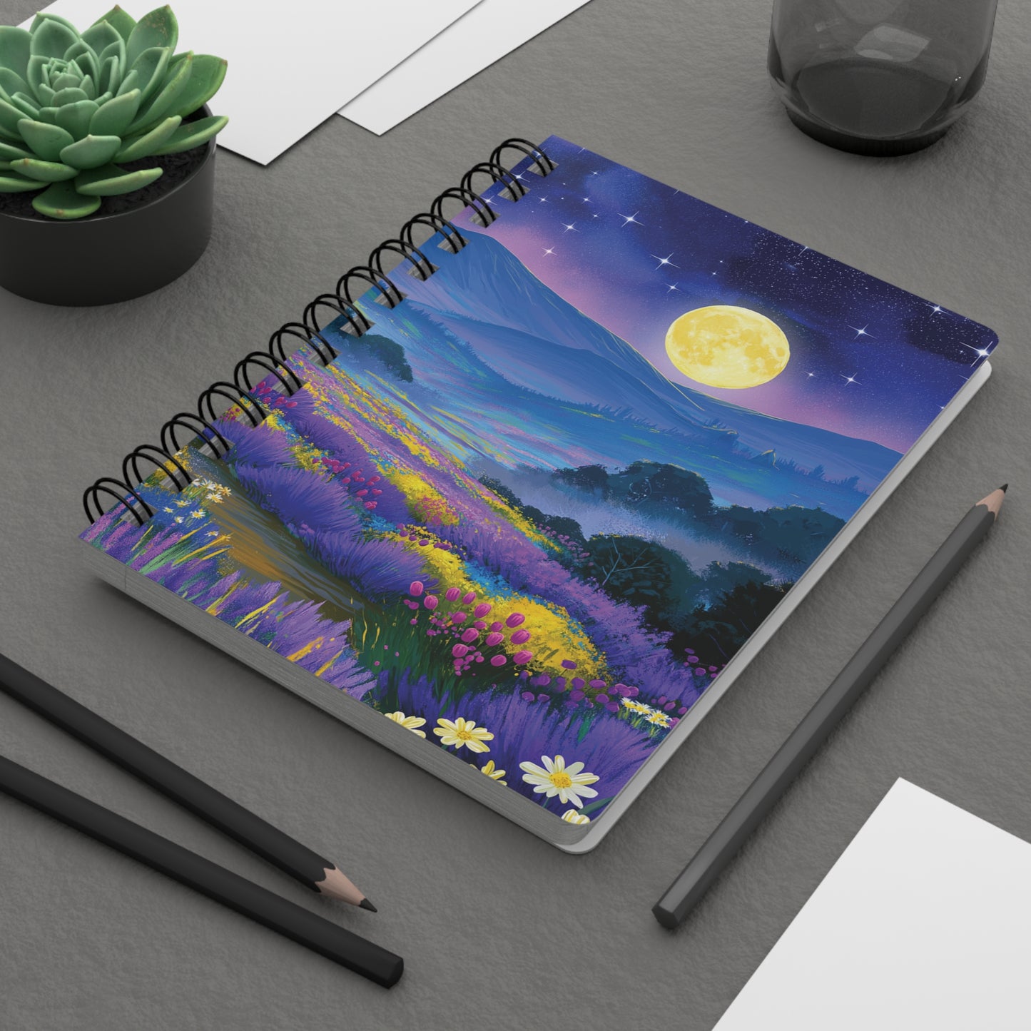 Moonlit Flower Valley – Premium Spiral Journal